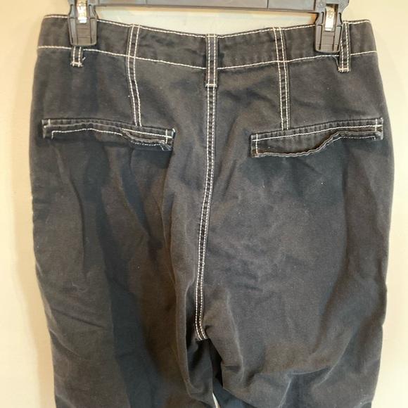H&M Divided Black Pants White Contrast Stitch Womens Size 8 Twill Goth Punk - Picture 5 of 7